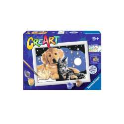 Malowanka CreArt dla dzieci: Pies z kotkiem nocą RAVENSBURGER malowanie po numerach (200450) - 1