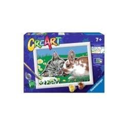 Malowanka CreArt dla dzieci: Kotek i króliczek na łące RAVENSBURGER malowanie po numerach (200740)