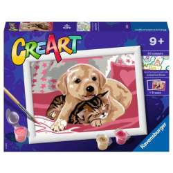 Malowanka CreArt dla dzieci: Piesek z kotkiem RAVENSBURGER malowanie po numerach (202102)