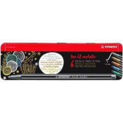 Flamastry STABILO Pen 68 metallic etui metalowe 6 szt (6806/8-32) - 1