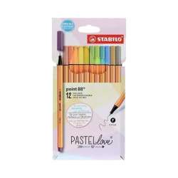 Cienkopisy STABILO point 88 Pastellove etui kartonowe 12 kolorów (8812-7-7)