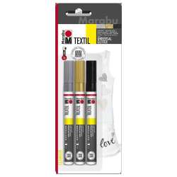 Markery do jasnych tkanin 3 kolory z brokatem