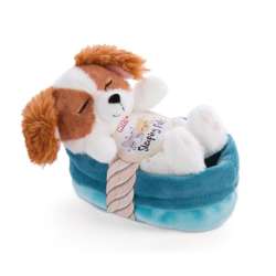 NICI 47890 Maskotka śpiący szczeniak Cocker Spaniel 12cm w koszyku niebiesko-turkusowym (47890 NICI)