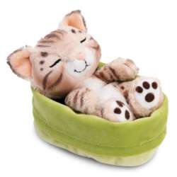 Maskotka kot bengalski 12cm śpiący w koszyku, zielony GREEN (NICI 49747) - 1