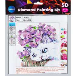 Diamentowa mozaika 5D - Cat&Flowers 20x20 80867