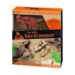 Figurka i szkielet dinozaura, wykopaliska edu