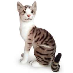 Kot siedzący biało-szary 30cm - 1