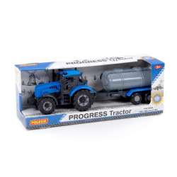 Polesie 91550 Traktor Progress inercyjny z przyczepą cysterną, niebieski w pudełku (91550 POLESIE) - 1