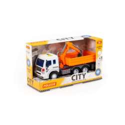 Polesie 96005 "City", samochód burtowy z koparką inercyjny, ze światłem i dźwiękiem, pomarańczowy w pudełku (96005 POLESIE) - 1