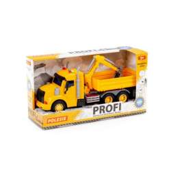 Polesie 96111 "Profi", samochód burtowy z koparką inercyjny, ze światłem i dźwiękiem, żółty w pudełku (96111 POLESIE) - 1