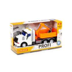 Polesie 96128 "Profi", samochód burtowy z koparką inercyjny, ze światłem i dźwiękiem, pomarańczowy w pudełku (96128 POLESIE) - 1