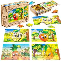 Puzzle drewniane 4w1 owoce