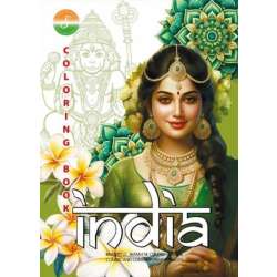Kolorowanka A4 pionowa 8 obrazków India zielony