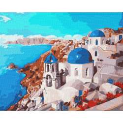 Malowanie po numerach - Krajobraz Santorini 40x50