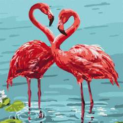 Malowanie po numerach - Jasne flamingi 30x30cm