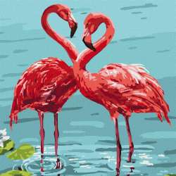 Malowanie po numerach z ramą 30x30cm Jasne flamingi (KHO4197) - 1