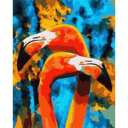 Malowanie po numerach-Pomarańczowe flamingi 40x50