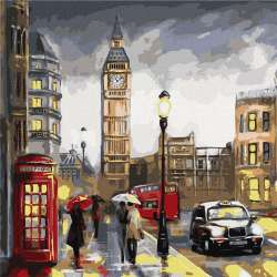 Malowanie po numerach - Deszczowy Londyn 50x50cm - 1