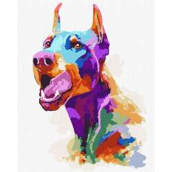 Malowanie po numerach - Doberman pop-art 40x50 - 1