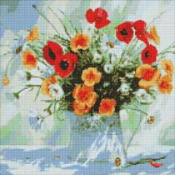 Haft diamentowy z ramą Diamentowa mozaika 40x40cm Barwy lata (AMO7075) - 1