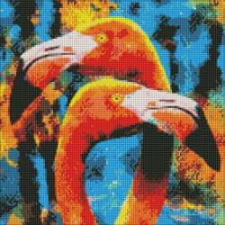 Diamentowa mozaika - Pomarańczowe flamingi 40x40cm