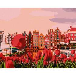 Malowanie po numerach z ramą 40x50cm Wieczór w Amsterdamie (KHO2863) - 1