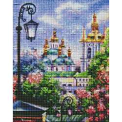 Haft diamentowy z ramą Diamentowa mozaika 40x50cm Złoty Domed kijów na wiosnę (AMO7245) - 1