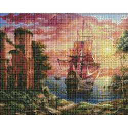 Haft diamentowy z ramą Diamentowa mozaika 40x50cm Wieczorny port (AMO7347) - 1