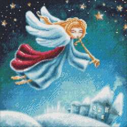 Diamentowa Mozaika - Bożonarodzeniowy anioł 40x40 - 1