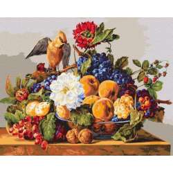 Malowanie po numerach z ramą 40x50cm Jemiołuszka obiad (KHO4396) - 1