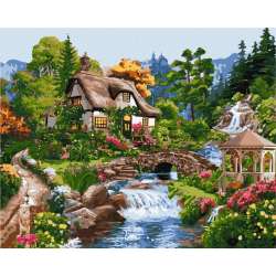 Malowanie po numerach - Zamiejski kotedż 40x50cm