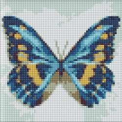 Diamentowa mozaika bez ramy - Błękitny motyl 20x20