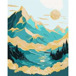 Malowanie po numerach - Wschód słońca w górach - 1