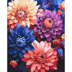 Malowanie po numerach z ramą 40x50cm Kolorowe dalie (KHO3248)