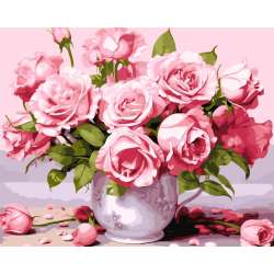 Malowanie po numerach - Różowe róże 40x50cm - 1