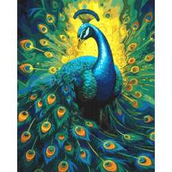 Malowanie po numerach z ramą 40x50cm Elegancki paw (KHO6578) - 1
