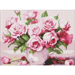 Diamentowa mozaika - Różowe róże 30x40cm - 1