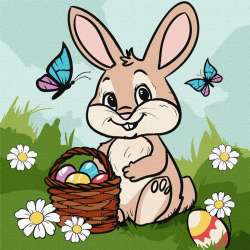 Malowanie po numerach - Koszyk wielkanocny 30x30cm - 1