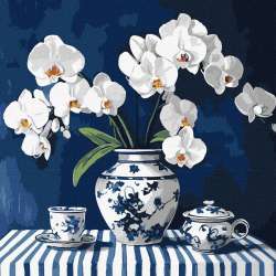 Malowanie po numerach - Orchidea w porcelanie - 1