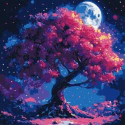 Malowanie po numerach - Sylwetka drzewa 40x40cm