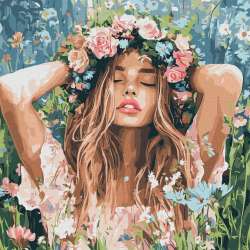 Malowanie po numerach - Dziewczyna z wieńcem