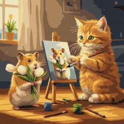 Malowanie po numerach - Keith jest artystą 40x40cm - 1