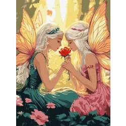 Malowanie po numerach - Wróżki wśród kwiatów - 1