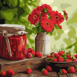 Malowanie po numerach - Dżem truskawkowy 40x40cm