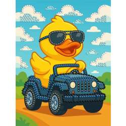 Diamentowa mozaika - Kaczka za kierownicą 15x20cm