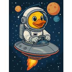 Diamentowa mozaika - Kaczka w kosmosie 15x20cm