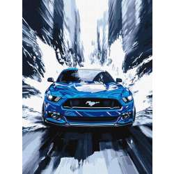 Malowanie po numerach - Niebieski mustang 30x40cm