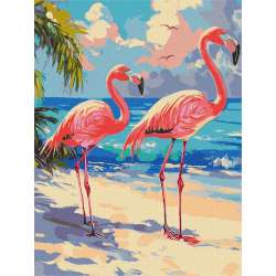 Malowanie po numerach - Różowe flamingi 30x40cm