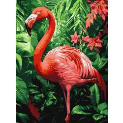 Malowanie po numerach - Flamingi w tropikach
