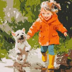 Malowanie po numerach - Bieganie przez kałuże